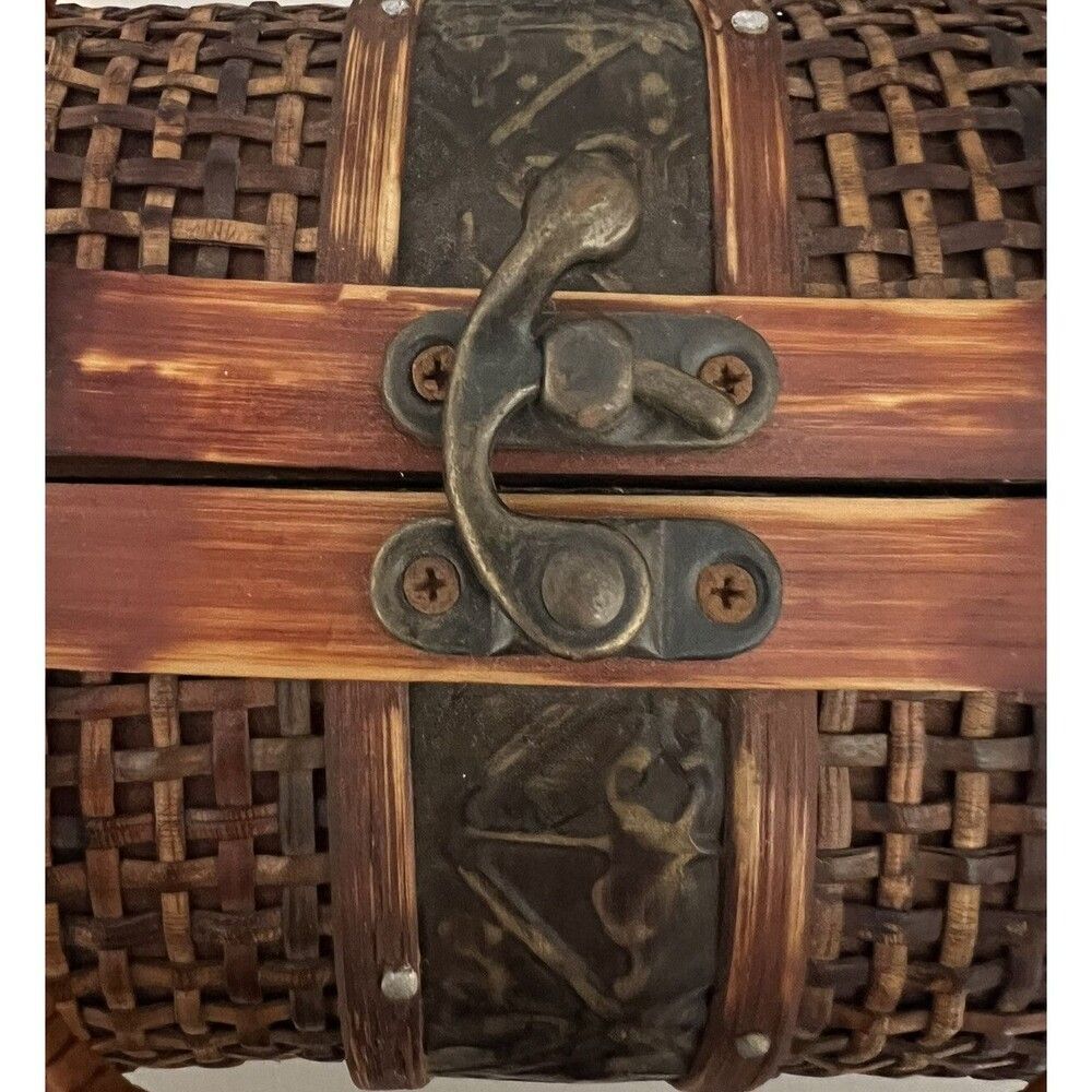 Wooden Vintage Unique Handbag With Metal Latch Purse - Picture 4 of 12